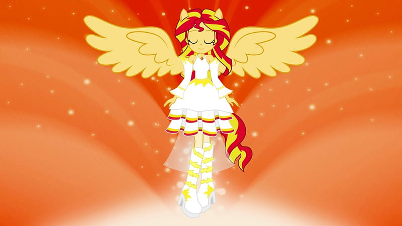 Angel Sunset , Pretty, Sunset Shimmer, background, bonito, mlp, My Little Pony, TV Series, Angel, Movies, Cartoons, sfw, Equestria Girls, Wings, Rainbow Rocks, Magical Girl, Dress, My Little Pony Friendship is Magic, tail, cute, kawaii, Friendship Games, HD wallpaper