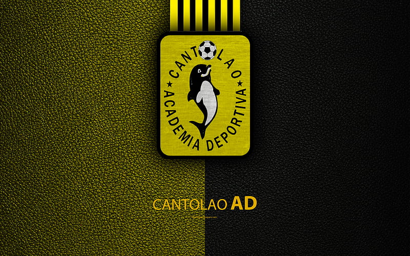 Academia Deportiva Cantolao logo, leather texture, Peruvian football club, emblem, yellow black lines, Peruvian Primera Division, Callao, Peru, football, Cantolao FC, HD wallpaper