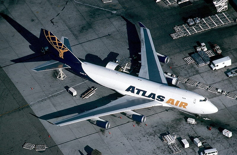 Atlas Air 747F at Miami International Airport, Cargo, Boeing, Aircraft, Ramp, HD wallpaper
