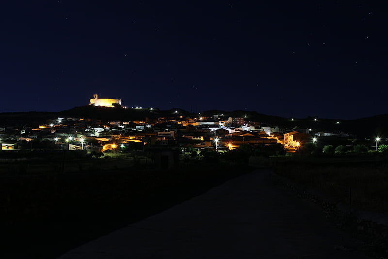 Puebla de Alcocer panoramic, panoramic, medieval, castle, night, HD wallpaper
