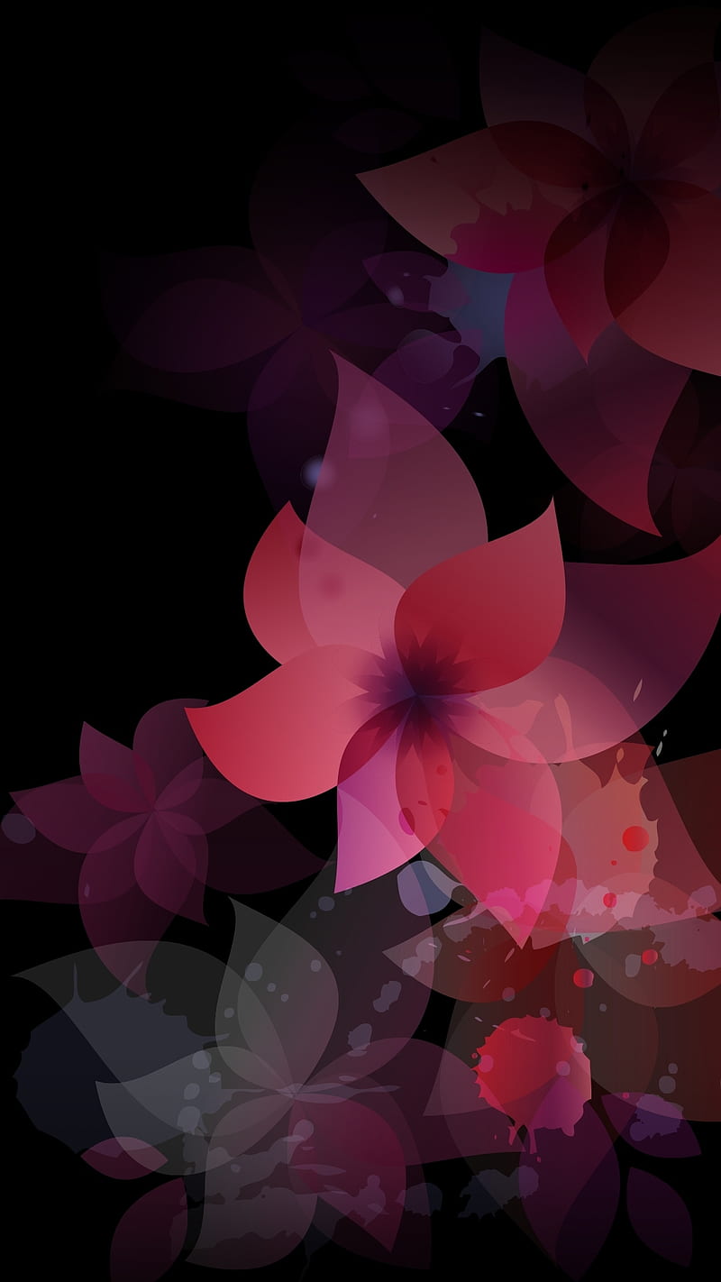 Abstract, art, background, blac, flowers, gris, pink, red, s7, s8, HD phone wallpaper