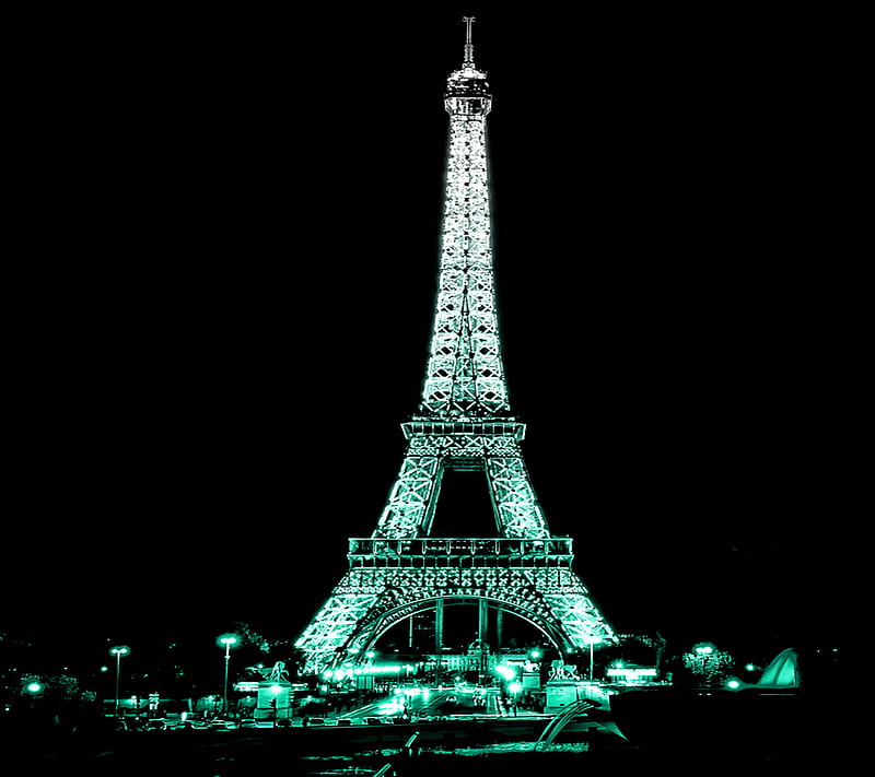 Turquoise Paris, eiffel tower, HD wallpaper