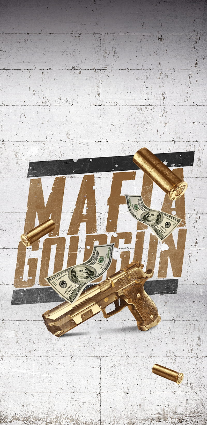 MafiaGoldGun, mafia, gold, golden, gun, money, bullets, saying, quote, HD phone wallpaper