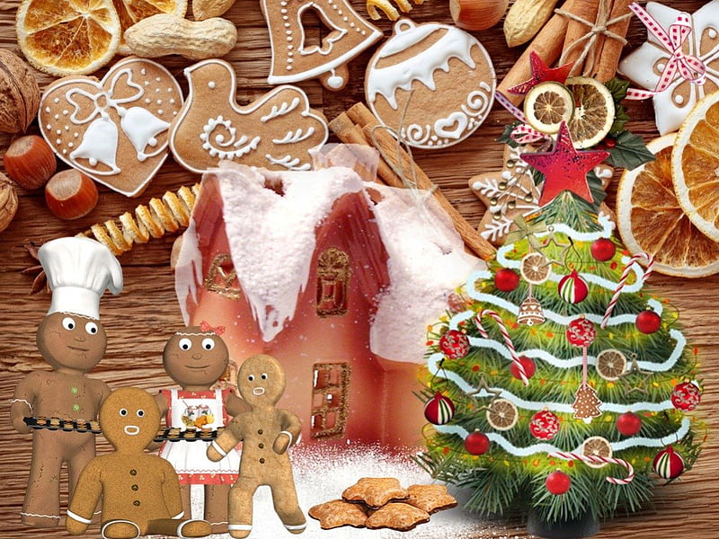 Ginger People, cake, honey cake, christmas, ginger bread, xmas, winter, HD wallpaper