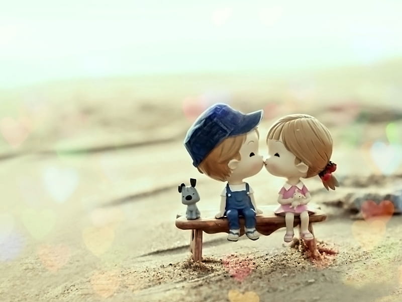 Cute Love, couple, cute, kissing, love, HD wallpaper