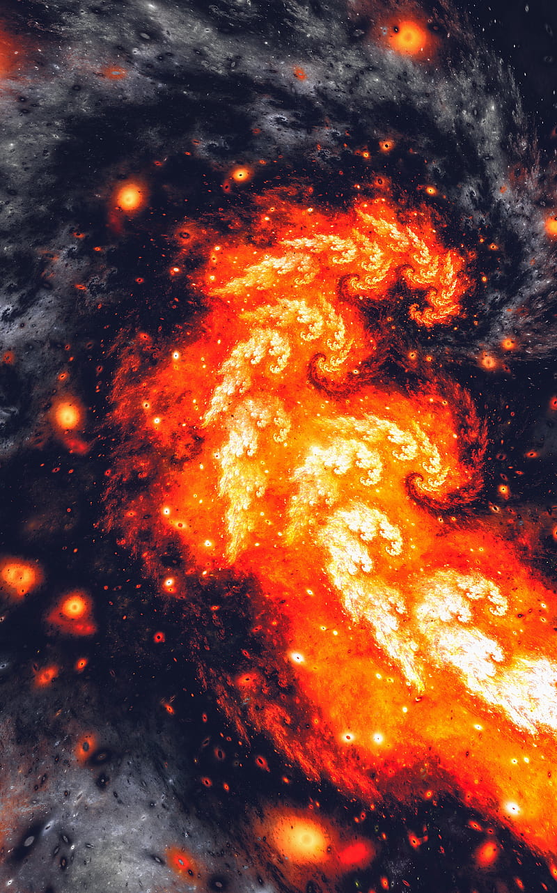 fractal, patterns, spiral, fiery, swirling, HD phone wallpaper