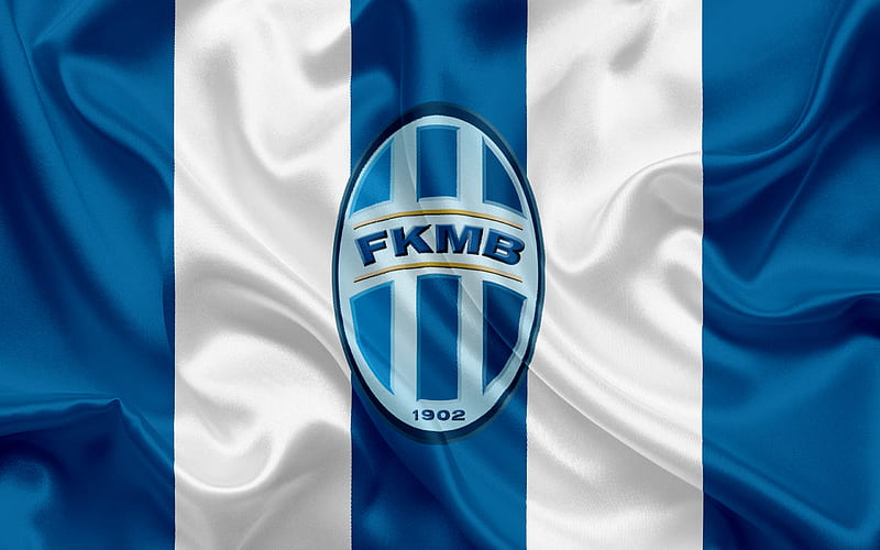 Mlada Boleslav, Football Club, Czech Republic, emblem, logo, blue silk flag, Czech Republic Football Championship, HD wallpaper