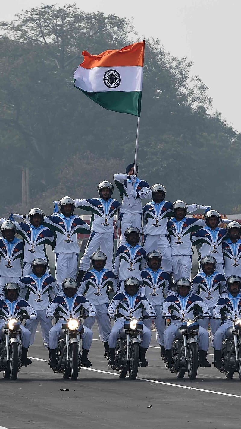 Indian Army , Parade Bike Stunts, indian flag, HD phone wallpaper