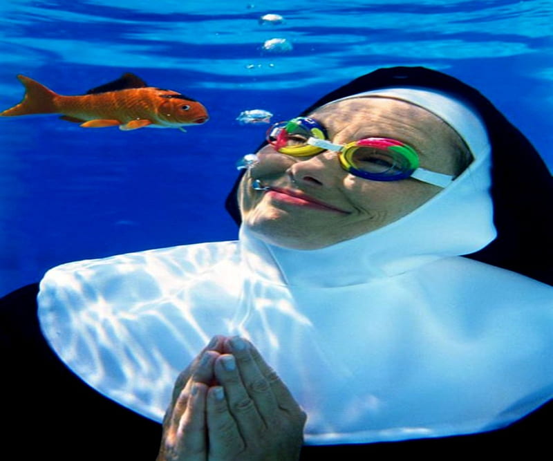**Friday Supper**, Nun, Supper, Friday, Fish, Goggle, Underwater, HD wallpaper