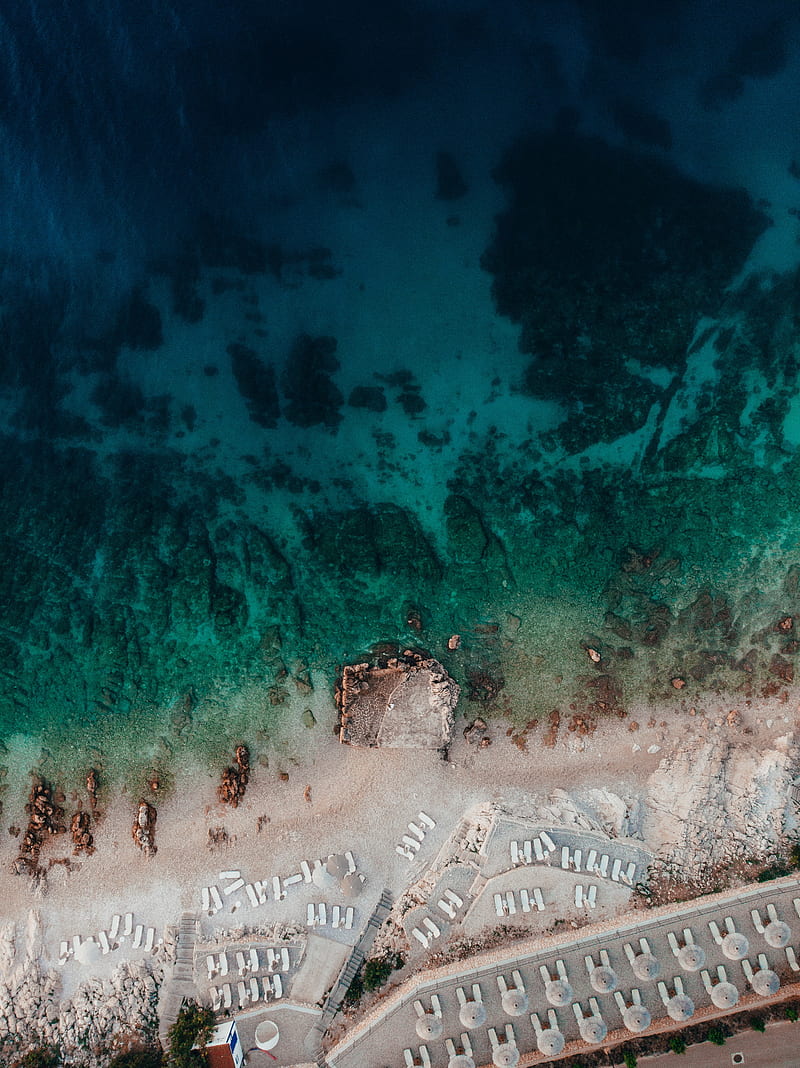 beach, aerial view, coast, HD phone wallpaper