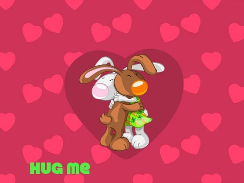 Hug Me, Bunnies, Love, Heart, Hug, HD wallpaper