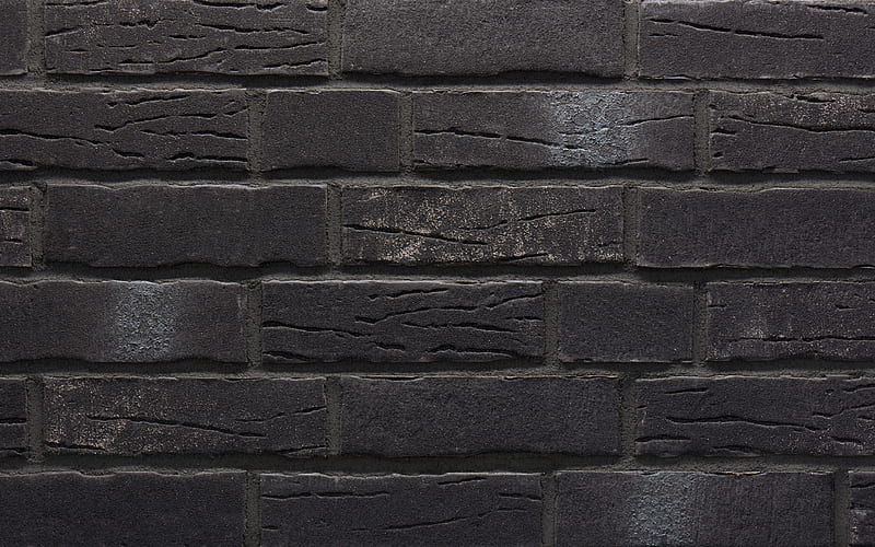 black brickwall macro, black bricks, identical bricks, bricks textures, black brick wall, bricks, wall, black bricks background, HD wallpaper