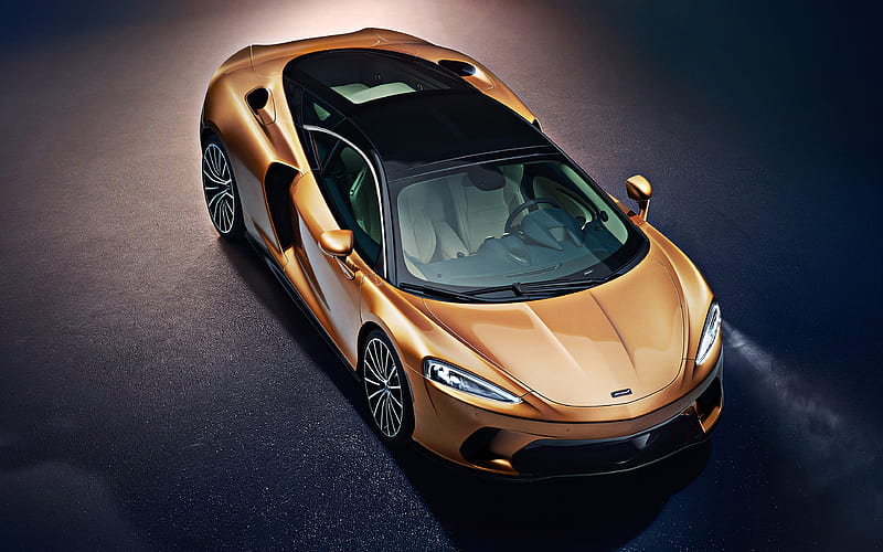 2020, McLaren GT front view from above, bronze supercar, British luxury cars, exterior, sports coupe, McLaren, HD wallpaper