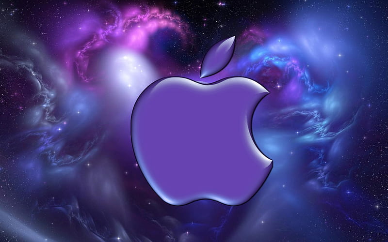 Twilight universal apple, apple, logo, purple, universe, black, twilight, blue, HD wallpaper