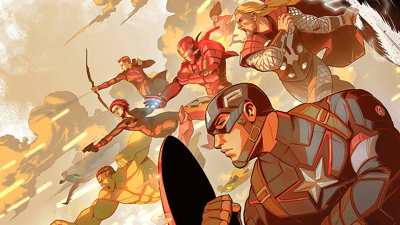 Captain America Iron Man Thor Black Widow Hulk Avengers, superheroes, captain-america, iron-man, thor, black-widow, hulk, avengers, HD wallpaper