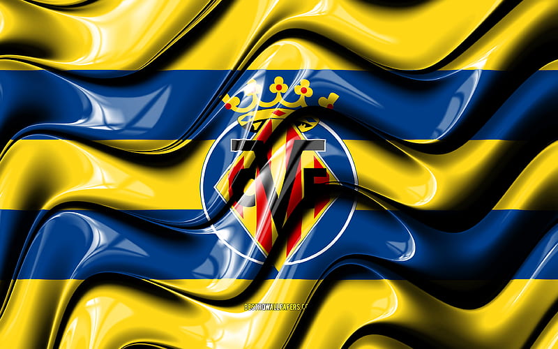 Villarreal flag yellow and blue 3D waves, LaLiga, spanish football club, Villarreal FC, football, Villarreal logo, La Liga, soccer, Villarreal CF, HD wallpaper