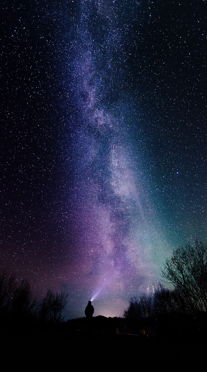 Galaxy View, Tupac2x, aurora, milky way, person, planet, space, universe, HD phone wallpaper