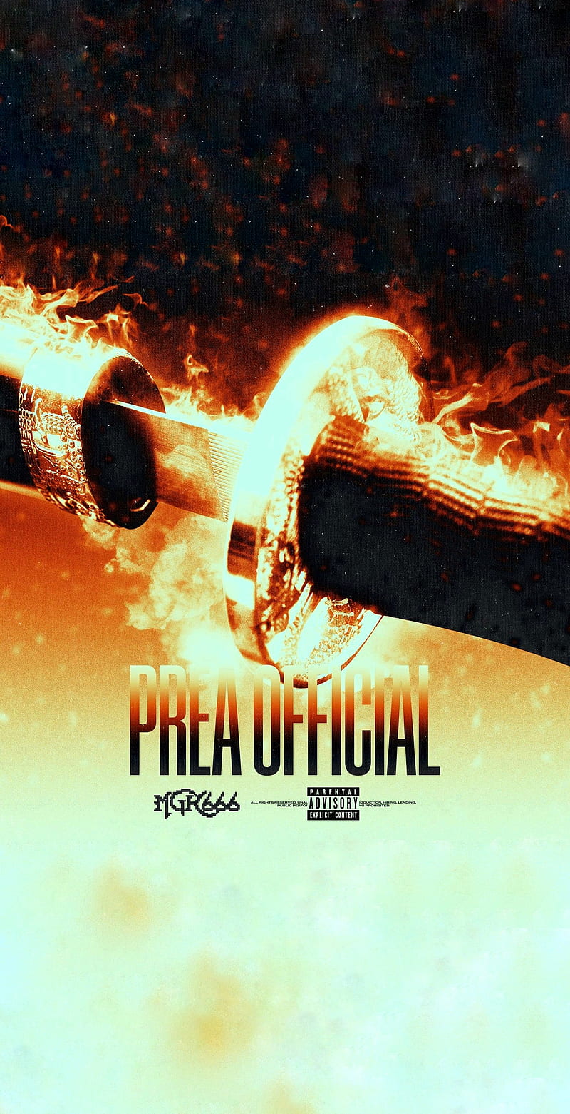 Prea Official MGK666, artwork, black, fire, katana, m6, prea official ...