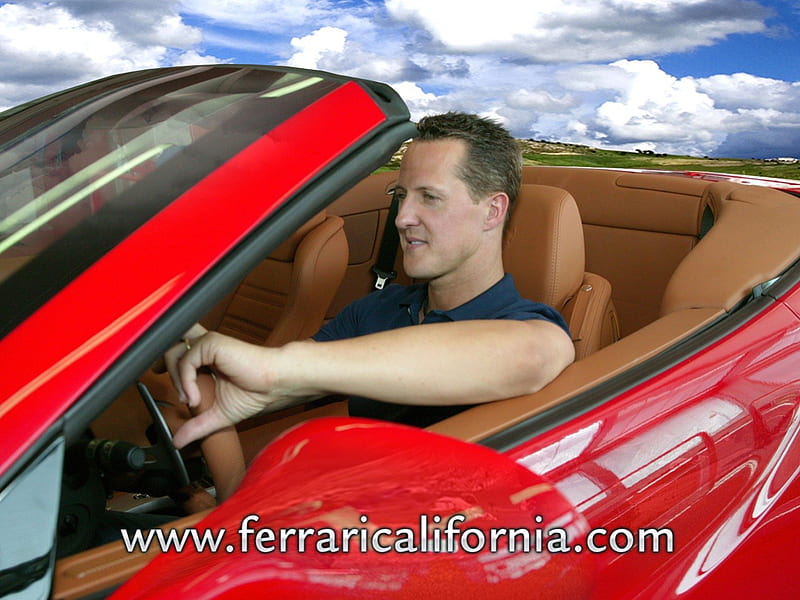 Ferrari and Michael Schumacher, california, ferrari, michael schumacher, HD wallpaper