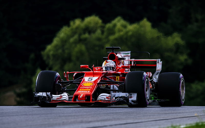 Sebastian Vettel raceway, Ferrari SF70H, F1, Formula 1, Scuderia Ferrari, Austria GP, HD wallpaper