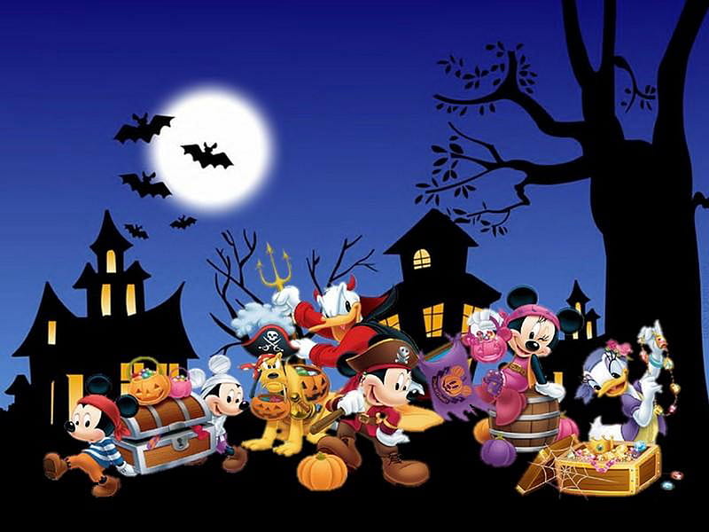 Disney Halloween Murcielagos Noche Casas Fondo De Pantalla Hd Peakpx