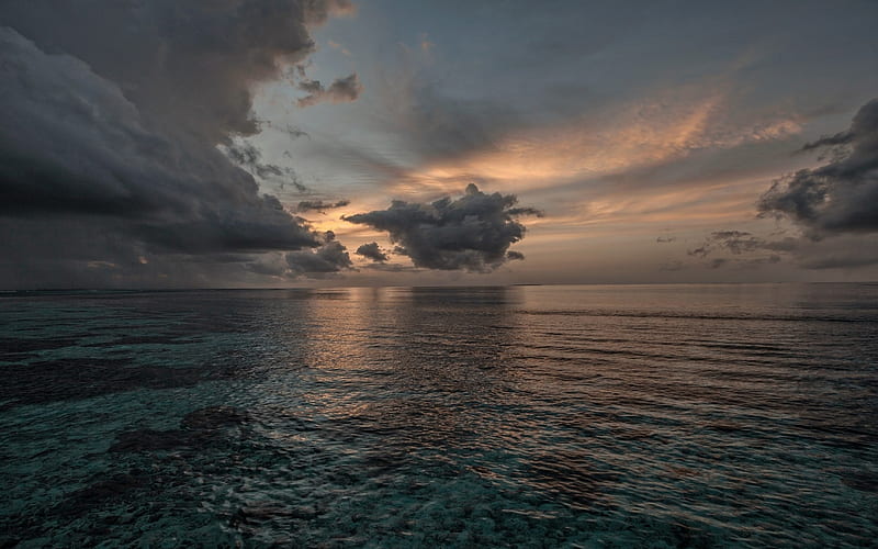 evening, seascape, sunset, Aegean Sea, clouds, HD wallpaper