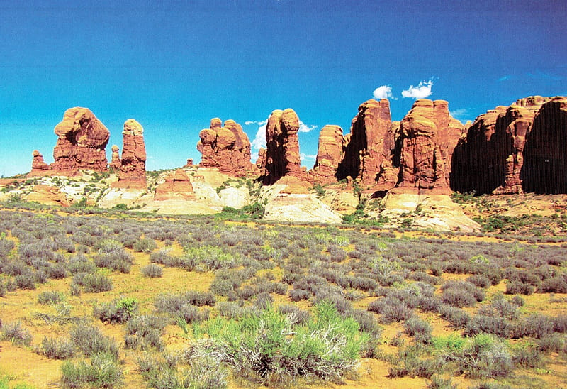 pillars, rocks, formations, desert, mounds, HD wallpaper