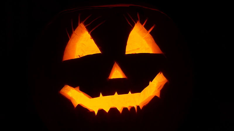 halloween, face, black background 16:9 background, 1600X900 Halloween, HD wallpaper