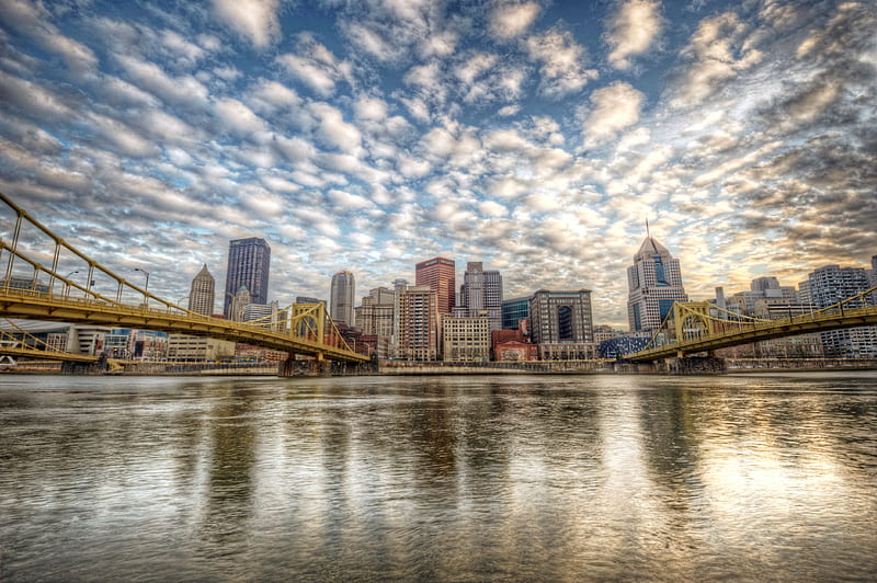 Pittsburgh, city, downtown, pa, pennsylvania, river, sky, HD wallpaper