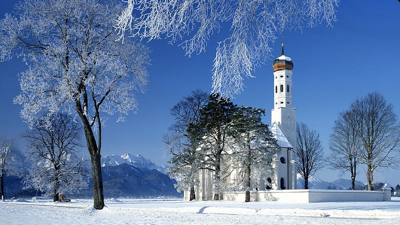 The church is surrounded by the Russian winter, russian, the church, winter, surrounded, HD wallpaper