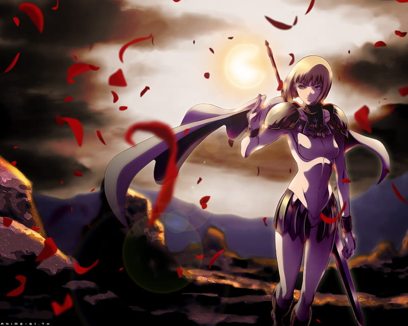 claymore, sun down, anime, clare, roses, HD wallpaper