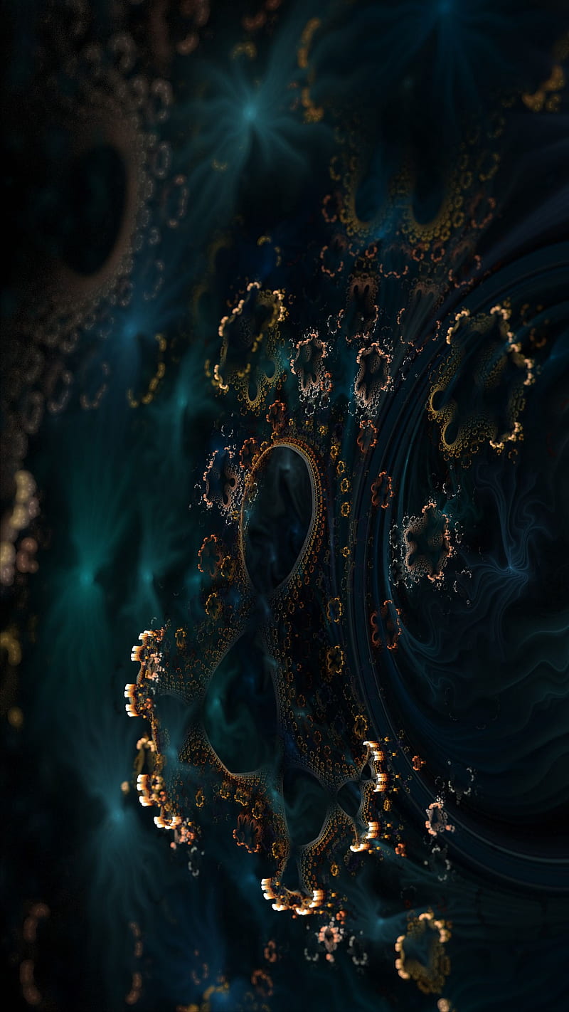 fractal, patterns, coral, dark, HD phone wallpaper