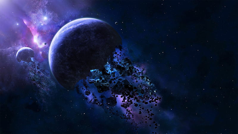 exploding space, purple, planet, space, explosion, scifi, galaxy, HD wallpaper