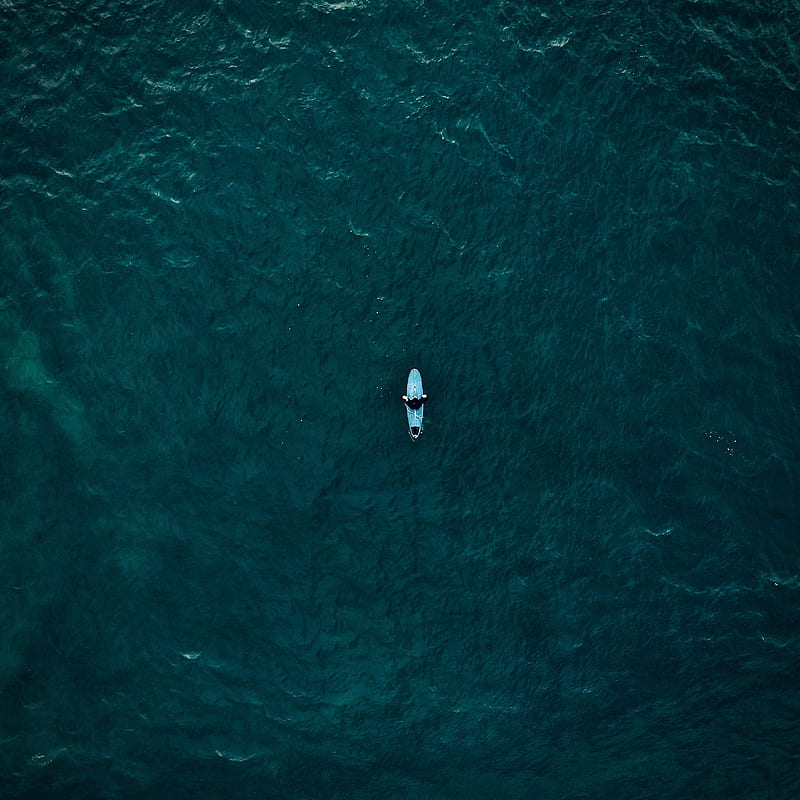 boat, aerial view, sea, waves, water, HD phone wallpaper