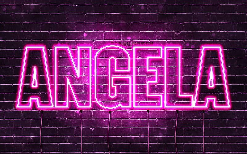 Angela with names, female names, Angela name, purple neon lights,  horizontal text, HD wallpaper | Peakpx
