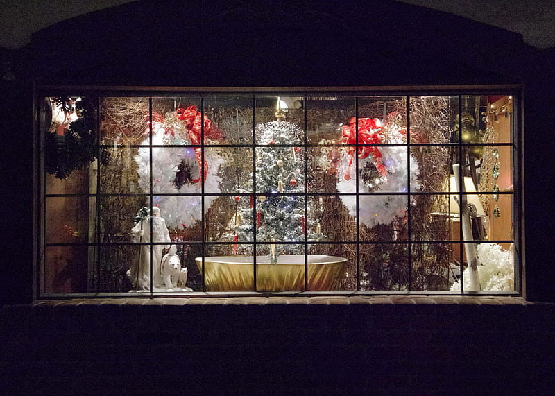 Christmas Shop Window, architecture, house, window, christmas, HD wallpaper