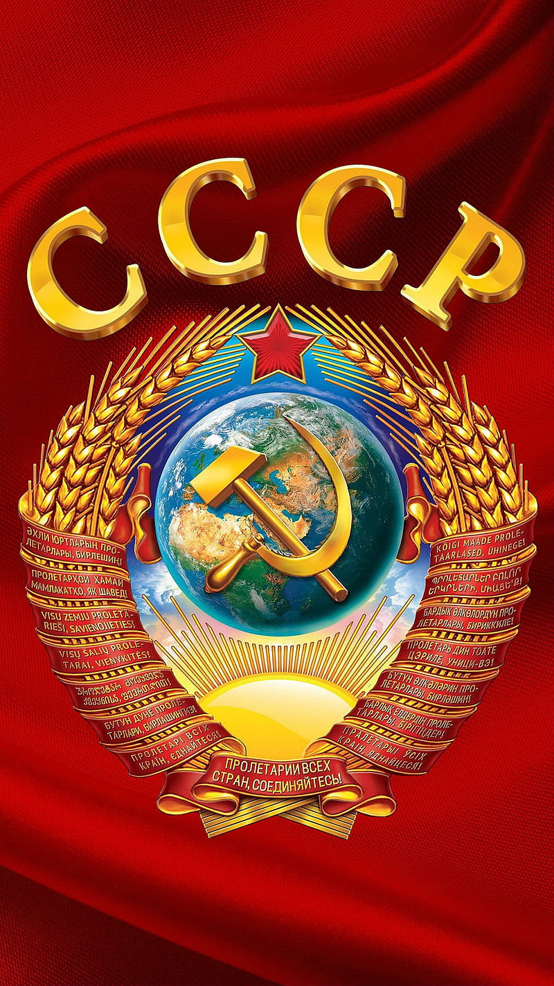 USSR, coat of arms, flag, HD phone wallpaper