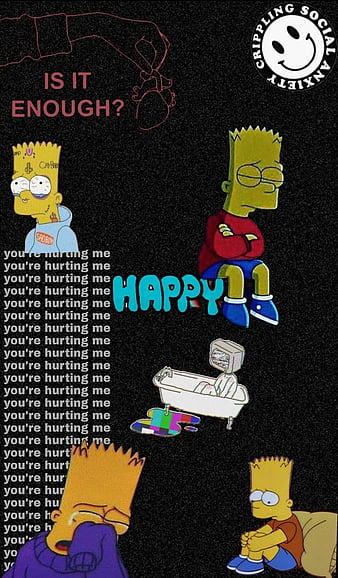 Bart Sad, black, lol, rap, simpson, simpsons, triste, xd, HD phone  wallpaper