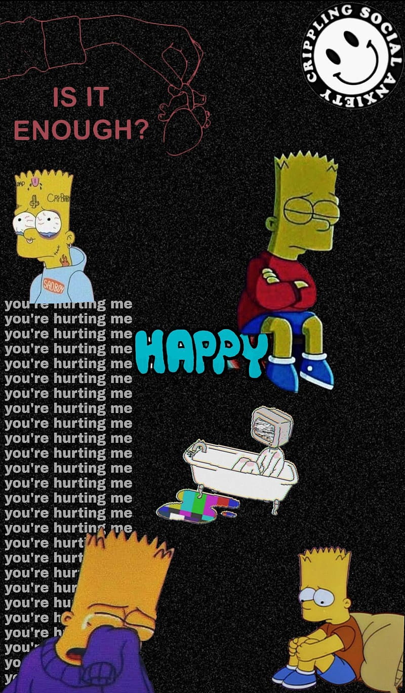 Download Sad Bart Simpsons On Desk Wallpaper