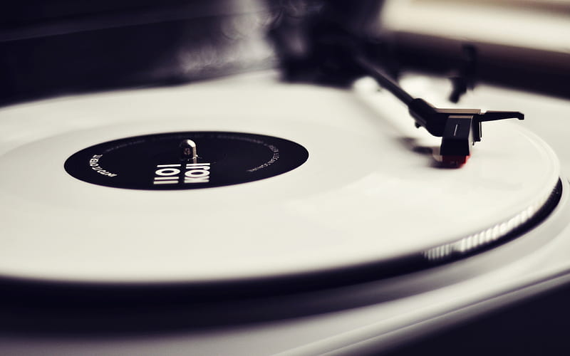 vinyl record player black and white-LOMO style graphy third series, HD wallpaper