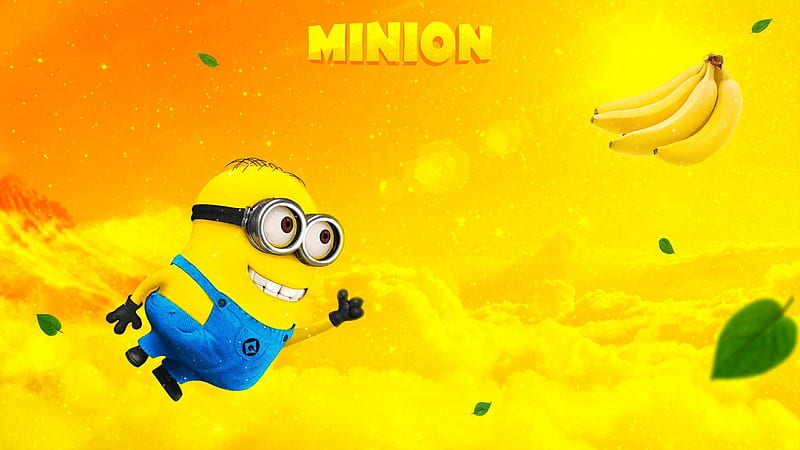 Minions (2015), movie, glasses, yellow, cute, fruit, fantasy, Minions, funny, banana, blue, HD wallpaper