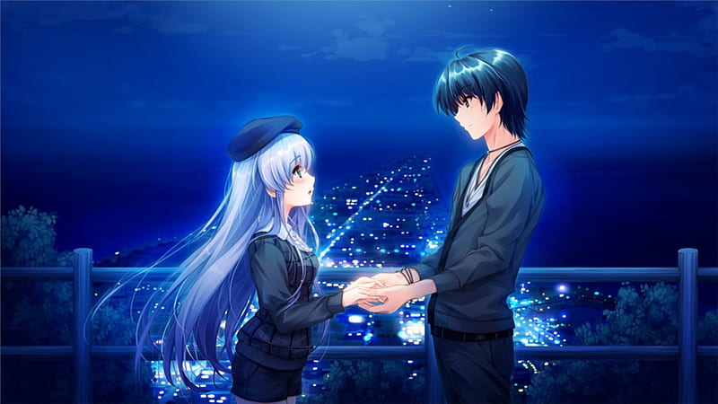 Blue Romance, glow, guy, sparks, sweet, nice, city, anime, love, handsome,  hot, HD wallpaper | Peakpx