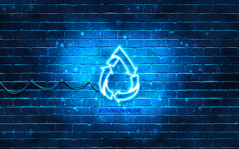 Save Water neon icon blue background, neon symbols, Save Water, creative, neon icons, Save Water sign, ecology signs, Save Water icon, ecology icons, HD wallpaper