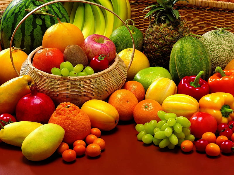 Variety of fruits and vegetables, Fruits, Apples, Freshness, Food, Organic, HD wallpaper