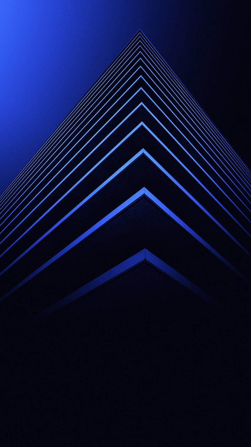 Abstract, 3d, architecture, black, blue, dark, minimalism, pattern, simple, symmetry, HD phone wallpaper