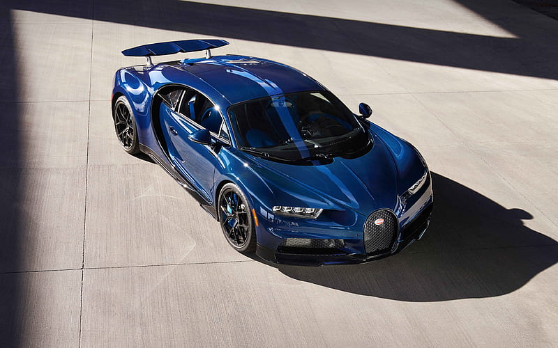 2021, Bugatti Chiron Pur Sport blue hypercar, exterior, new blue Chiron, hypercar, supercars, Bugatti, HD wallpaper