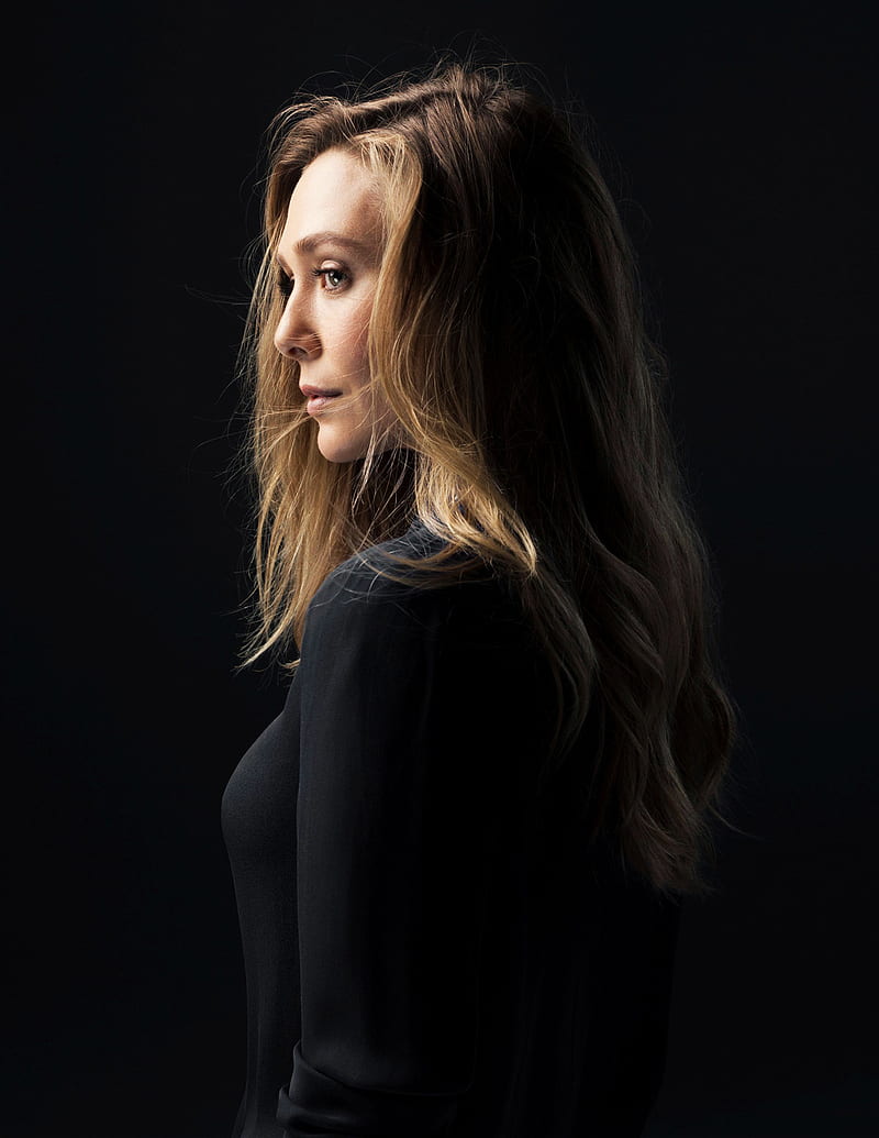 Elizabeth Olsen , women, actress, long hair, profile, portrait, HD phone wallpaper