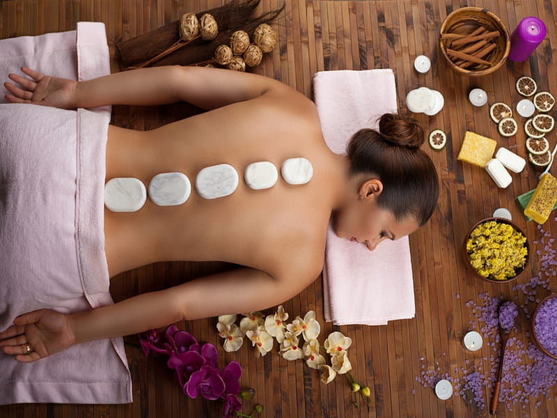 Beauty treatments, Spa, Relaxing, Woman, Stones, Massage, HD wallpaper