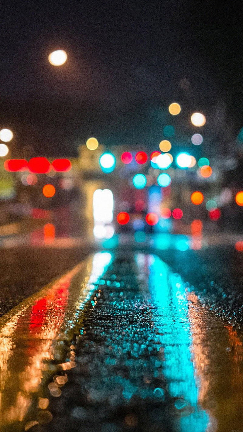 Bokeh Effect, city, night, street, rain, new, streets, simple, graphy, road, rainy, HD phone wallpaper