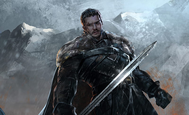 Jon Snow, art, fantasy, luminos, game of thrones, man, mont stone, sword, HD  wallpaper | Peakpx